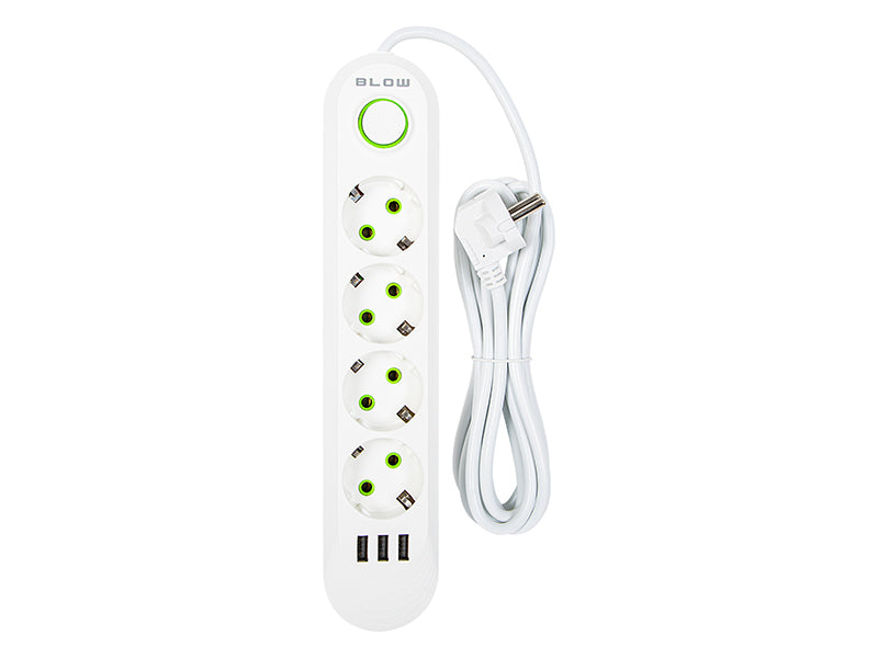 98-224# Tinklo pratęsėjas ps-430 4-lizdai 3xusb 3m baltas 2x1mm - gaukdaugiau.lt