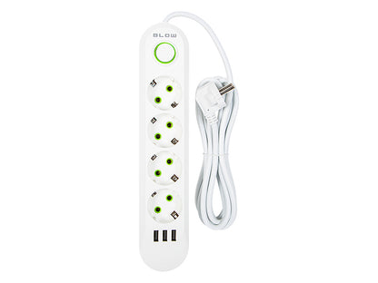 98-224# Tinklo pratęsėjas ps-430 4-lizdai 3xusb 3m baltas 2x1mm - gaukdaugiau.lt