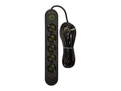 98-228# Tinklo pratęsėjas ps-550 5-lizdų 3xusb 5m juodas 3x1mm - gaukdaugiau.lt