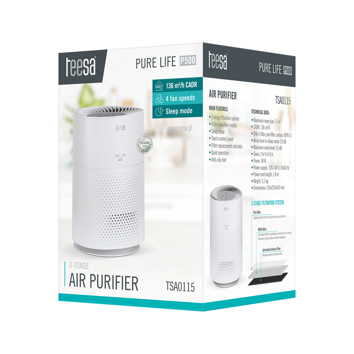 Oro valymo įrenginys PremiumLine PURE LIFE P500 - gaukdaugiau.lt