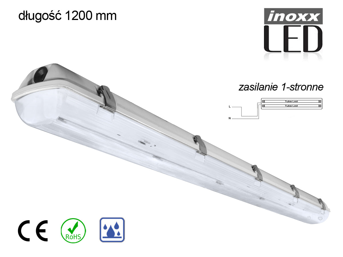 Sandarių hermetiška pramoninė apšvietimo ip65 led 2x120cm t8 g13 vienpusė maitinimo. - gaukdaugiau.lt