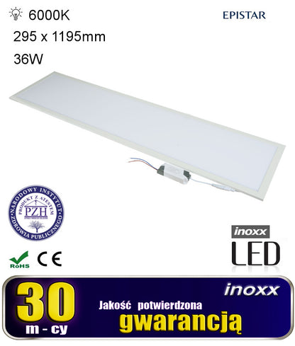 LED plokštė 120x30 36w lubų lemputė plona kasetė 6000k šalta - gaukdaugiau.lt