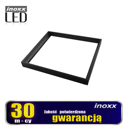 60x60 LED plokštė 36w lubinė kasetinė lempa 3000k šilta + juoda ant sienos montuojama rėmas - gaukdaugiau.lt