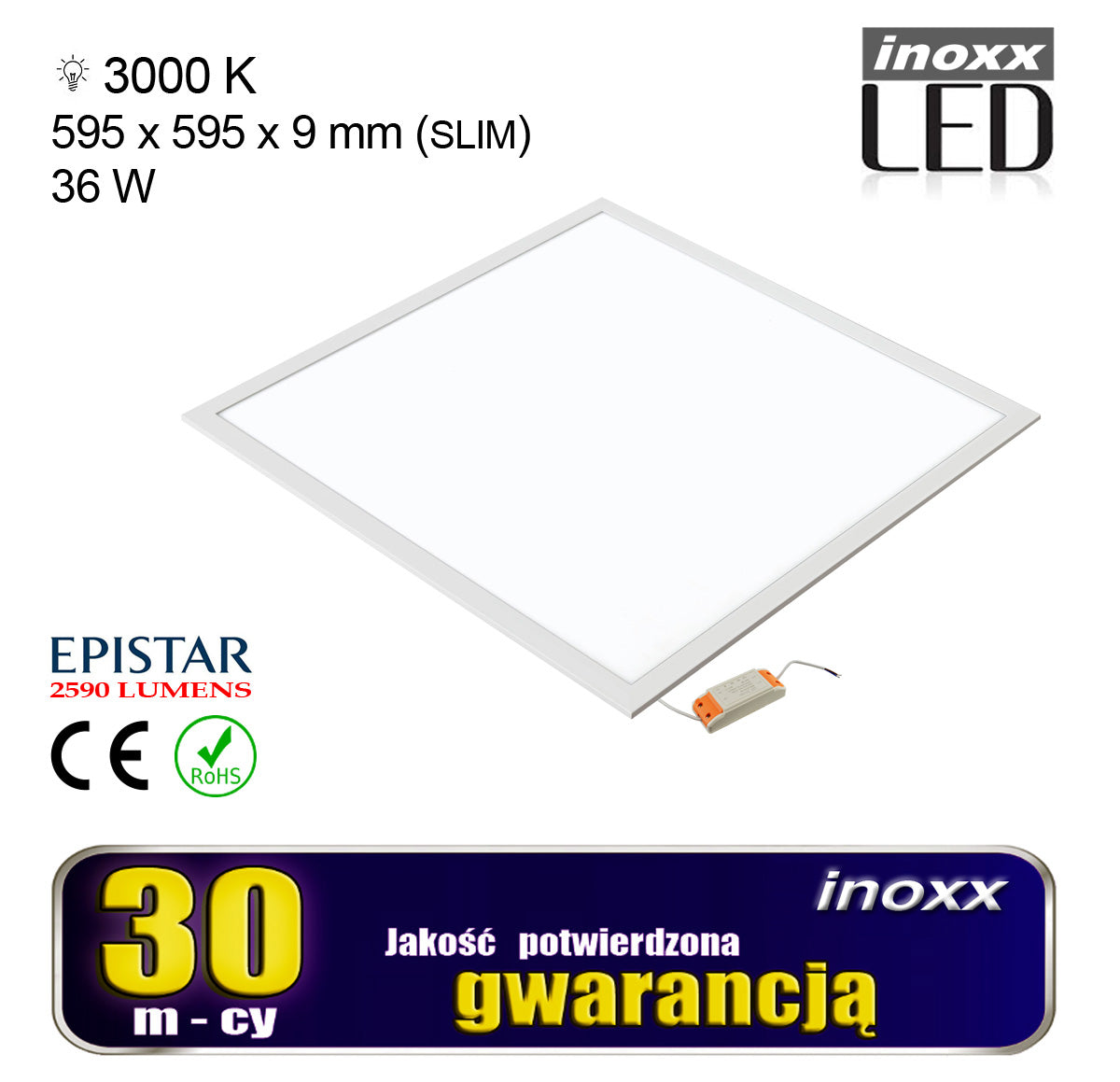 60x60 LED plokštė 36w lubinė kasetoninė lempa 3000k šilta - gaukdaugiau.lt