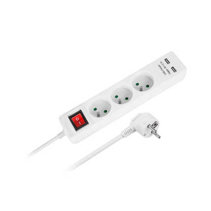 Tinklo pratęsėjas PremiumLine 3 lizdai + 2 USB lizdai su išjungikliu - 5m - gaukdaugiau.lt