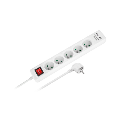 Tinklo pratęsėjas PremiumLine 5 lizdai + 2 USB lizdai su jungikliu - 1,5 m - gaukdaugiau.lt