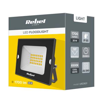 Šviesos diodų reflektorius 20W PremiumLine, 6500K, 230V - gaukdaugiau.lt