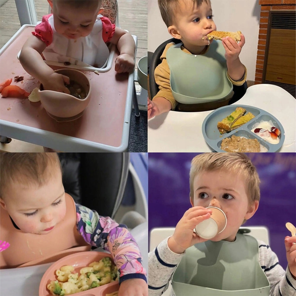 Silikoninis valgymo rinkinys vaikams - Žydra - gaukdaugiau.lt