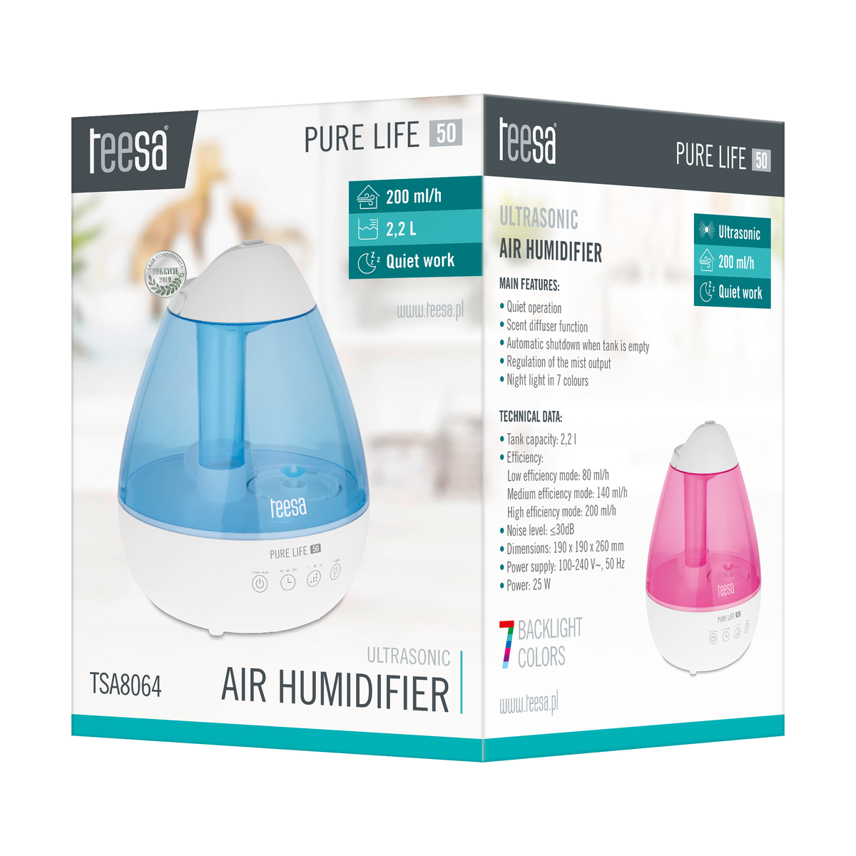 Ultragarsinis oro drėkintuvas PremiumLine PURE LIFE 50 - gaukdaugiau.lt