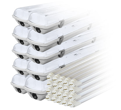 10x hermetiška lempos laikiklio rinkinys LED IP65 vienpusis + 20x LED lempa 120cm 18W T8 6000K vienpusė šalta - gaukdaugiau.lt
