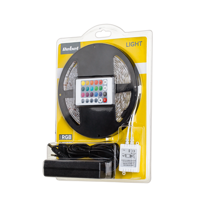 Šviesos diodų komplektas (RGB LED vėrinys, spalvų valdiklis, maitinimo šaltinis) - gaukdaugiau.lt