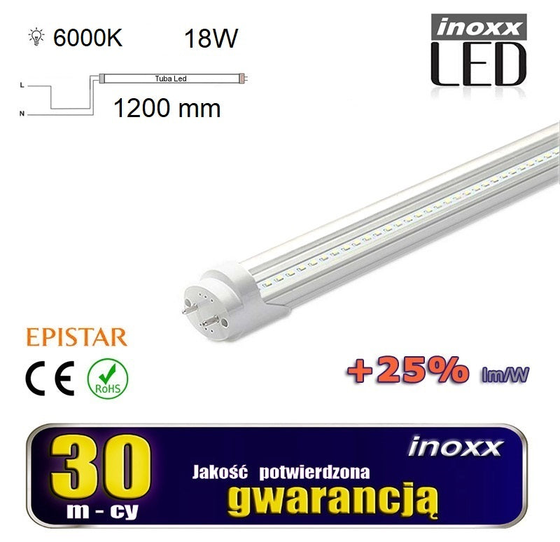 Rinkinys: 1x hermetinė lempos korpusas LED IP65 vienpusis + 2x LED lempa 120cm 18W T8 6000K vienpusė šalta - gaukdaugiau.lt