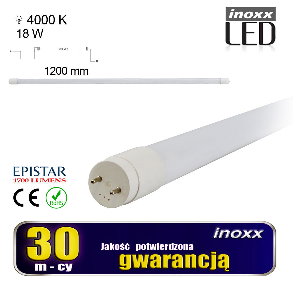 Rinkinys: 2x hermetiška lempos korpusas LED IP65 + 4x LED lempa 120cm 18W T8 4000K G13 neutrali - gaukdaugiau.lt