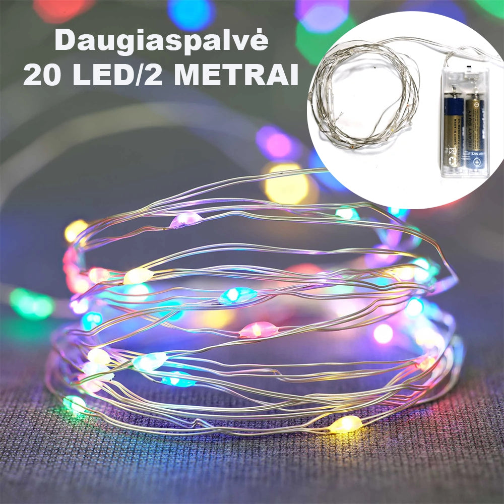 20 LED Girlianda, Spalvota