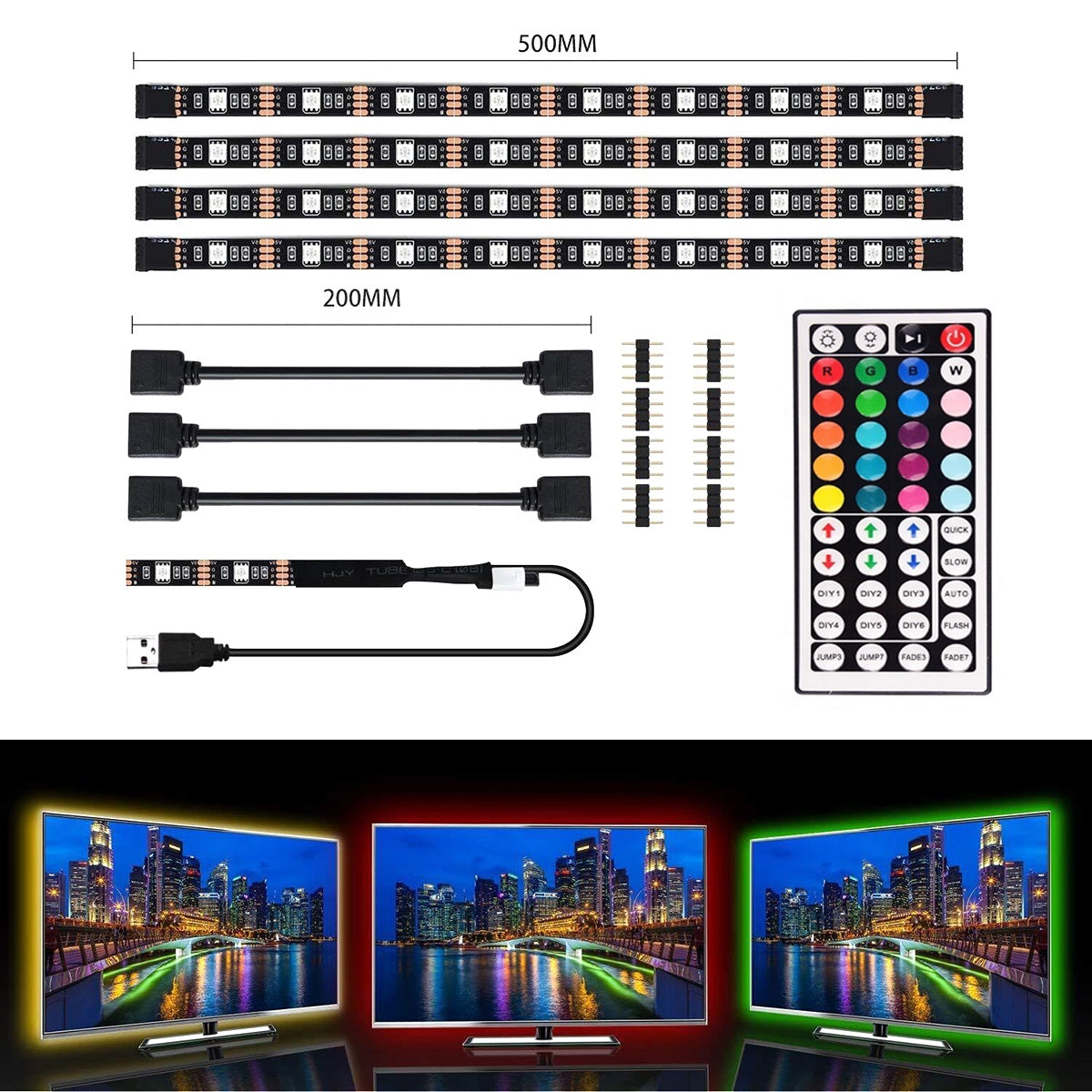 RGB LED juostų rinkinys, skirtas apšviesti TV