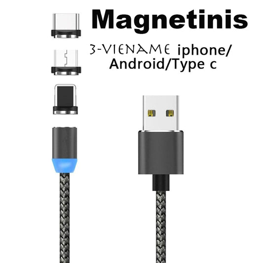 Magnetinis USB įkrovimo laidas 3in1