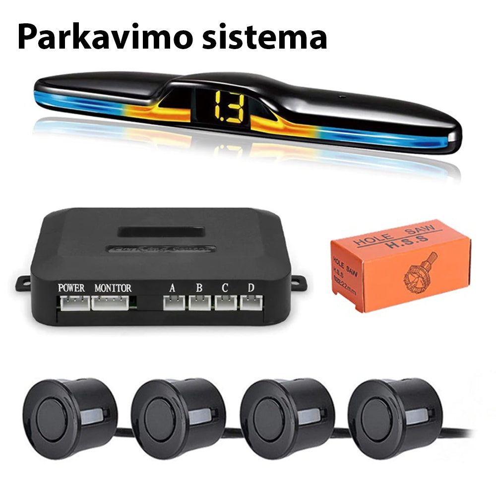 Parkavimo sistema su 4 davikliais