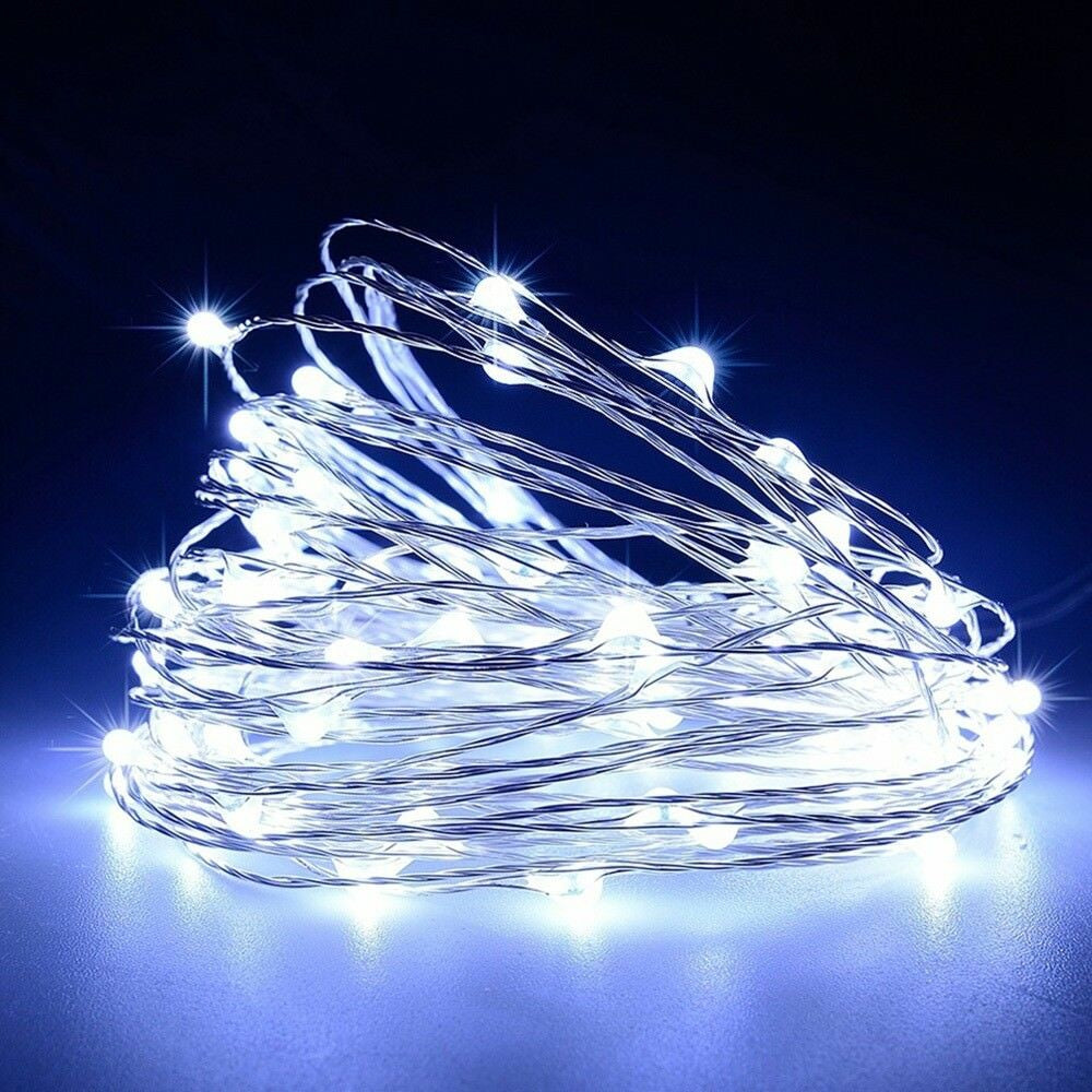 USB LED Girlianda Lanksti Vielutė 100LED - Šaltai balta